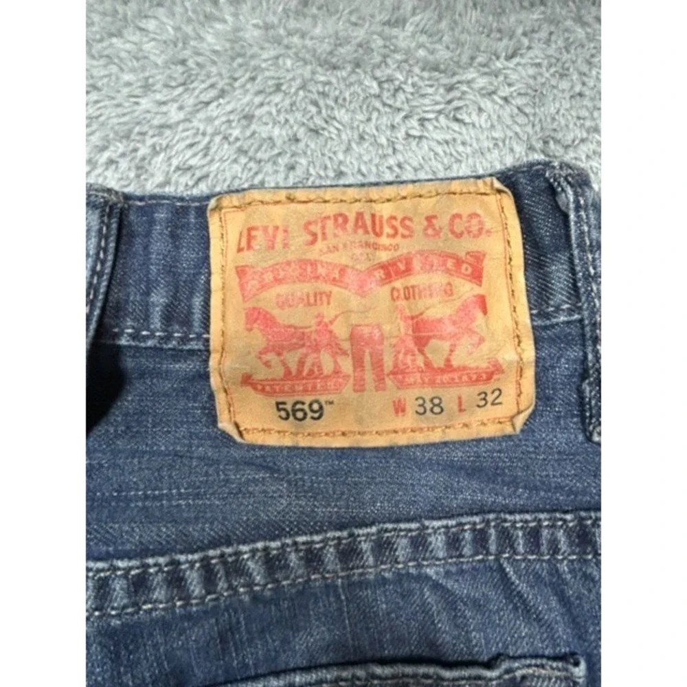 Levi's 569 Jeans Men's 38x32 (38x30.5) Blue BAGGY Loose Straight Leg Dark Wash